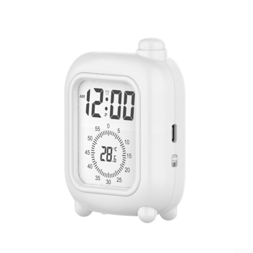Mini temporizador de caja de cuero LCD con función de monitoreo de temperatura para una gestión eficiente de tareas (blanco)