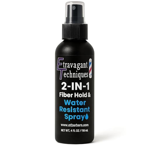 Hair Fiber Spray for Men & Women – Strong Hold, Quick Dry, Sweatproof, No Flaking – Locks Hair Building Fibers All Day – Wind & Water Resistant Hair Loss Concealer – 4oz by Extravagant Techniques.