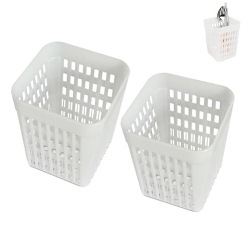 2 piezas Cesta de plástico para lavavajillas, cesta de almacenamiento para tenedor, cuchara, ayudas de cocina, cesta de lavavajillas para cubiertos pequeños objetos pequeños, cesta superior para lavav