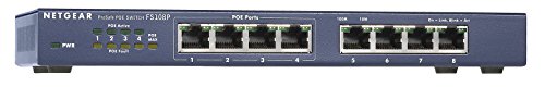 NETGEAR 8-Port Fast Ethernet 10/100 Unmanaged PoE Switch (FS108PNA) - with 4 x PoE @ 53W, Desktop, and ProSAFE Limited Lifetime Protection