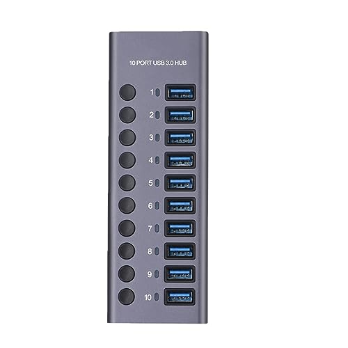 Hub USB Multi-Funzione Extender USB 3.0 multiporta in Lega di Alluminio Switch Indipendente Hub USB ad Alta Corrente10USB