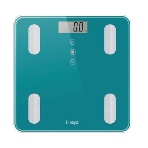 Haepi-Pèse personnes impédancemètre en verre-Analyse corporelle (masse grasse, masse osseuse, masse musculaire, masse hydrique)- IMC et Kcal- Design et...