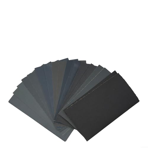 Juego de papel de lija de carburo de silicio, 18 piezas, grano 400 3000, uso en seco y húmedo para madera, metal, plástico, cerámica, vidrio y acabado de carrocería de automóviles