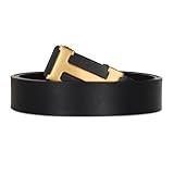 Aurolran Men&Womens Leather Dress Belt Business Automatic Buckle Belt Color-Black Silver Gold