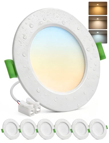 Bojim Plafon LED Interior Techo para Cocina, Downlight Empotrable Corte 68mm - 80mm, 5W Ojos de Buey 220V 230V Luz Cálida Neutra Fría, IP44 para Baño Ducha Salon, 6 Pack