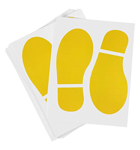 10 Pairs 20 Prints Yellow Adults Size Shoes Footprint Stickers Decals for Floor Wall Stairs to Guide Directions, 10 Inch