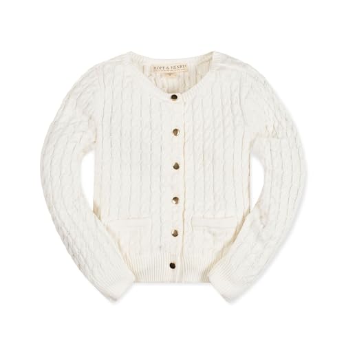 Image of Hope & Henry Girls' Long Sleeve Fancy Cardigan Sweater with Stripe Trim