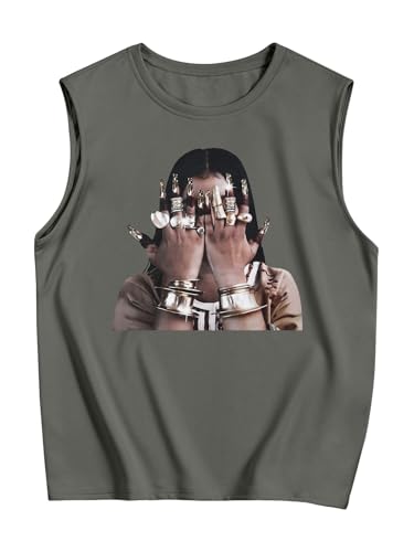 RoseSeek Summer Retro Graphic Tank Top Hippop Streetwear Y2K Tees