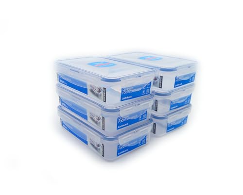 (Pack of 6) Lock & Lock Airtight Rectangular Food Storage Container 27.05-oz / 3.38-cup