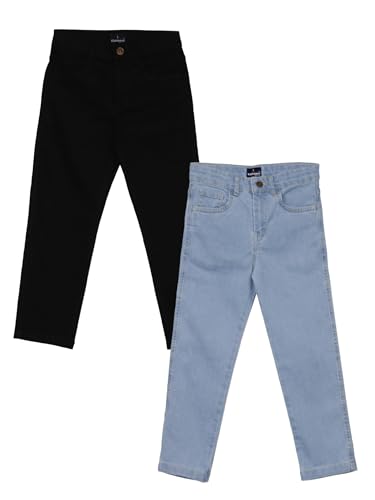 Image of KiddoPanti Boys Full Length Stretchable Straight Fit Washed Denim Jeans