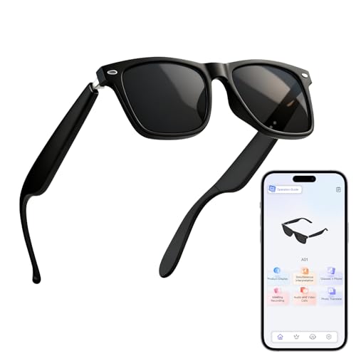 OBEST Gafas Bluetooth inteligentes, gafas de traducción en tiempo real AI...