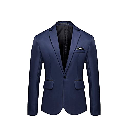 Men Casual Blazer Jackets Slim Fit Suits Jacket One Button Business Sports Coat Solid Long Sleeve Office Work Tops