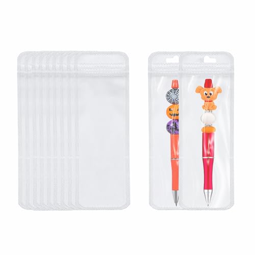Image of 100 Count Pen Packaging Bags for Small Business,Clear Resealable Beadable Pens Packaging Zipper Pouch Bag for Jewelry, Pen,Lipgloss 2.75x7.3inch