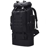 Vaupan Innenrahmen Wanderrucksack, 100L Campingrucksack mit Regenschutz, Wasserdichter Outdoor Sport Reise Daypack Molle Rucksack für Herren Damen (Schwarz)