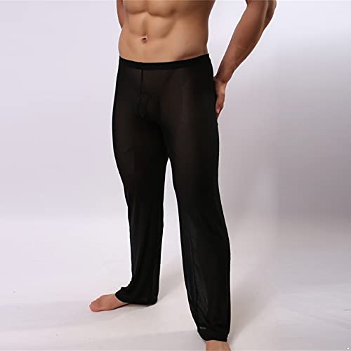 Men's Breathable Slip Sleep Bottoms Casual Trousers Homewear See Through Pajama Pants2