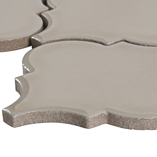 Msi Portico Pearl Arabesque 10.83 In. X 15.5 In. X 8Mm Glossy Ceramic Mesh-Mounted Mosaic Tile (11.7 Sq. Ft. / Case) For Kitchen Backsplash, Accent & Shower Wall Tile, Portico Beige #TOP1