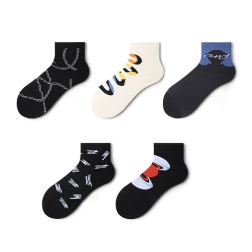 Image of Solrigla Above Ankle Mini-Crew Socks Novelty Fashion Dress Socks Socks for Women /Men Gift 5 Pack Thanksgiving Day Christmas