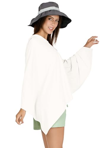VENVSBEE UPF 50+ Hooded Sun Poncho for Women, Lightweight UV Beach Cover Up, Travel Swimsuit Wrap4