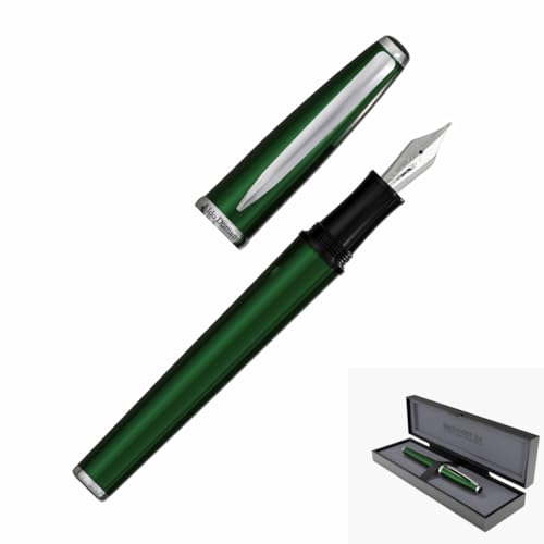 Monteverde USA Aldo Domani - Pluma estilográfica verde, punta ancha, exquisita pluma de lujo para hombres y mujeres, perfecta para oficina, negocios, escuela, regalos, diario, autógrafos