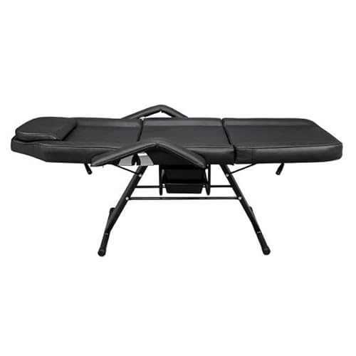 P9IDEDFH Dual-Purpose Tattoo Barber Chair Adjustable Beauty Salon SPA Massage Bed with Drawer 185x82x80CM Black - Image 5