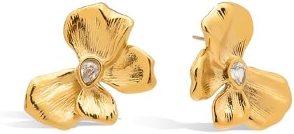 Gold Bow Stud Earrings for Women – Dainty Minimalist Flower Studs Jewelry Gift for Her