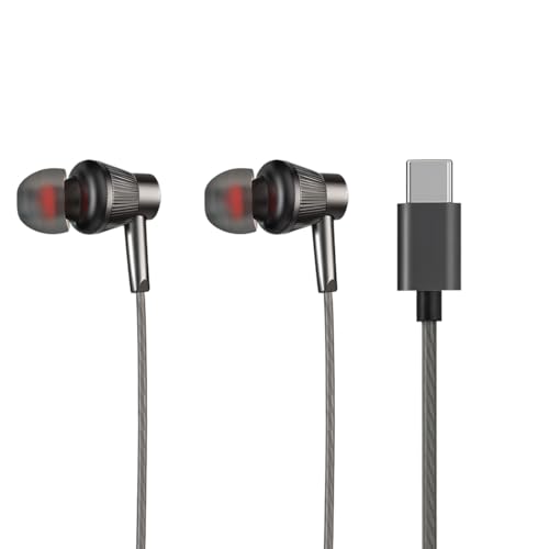 Image of Audify Type-C Wired Earphones Silicone Earmuff, Rich Bass, Clear Sound, Magnetic Buds, Inbuilt Mic, One-Button Control, Wire, Tangle Free, Compatible with iPhone 17 /16 /15 Series (Metallic Black)