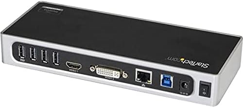 StarTech.com USB 3.0 Docking Station - Dual Monitor Laptop Docking Station with HDMI & DVI/VGA Video - 6-port USB 3.1 Gen 1 5Gbps Hub, GbE, Audio - ...