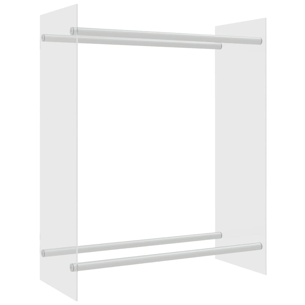 Brennholzregal 80x35x100 cm aus gehärtetem Glas und Stahl, moderner Kaminholzständer für Wohnzimmer, Kaminregal zur geordneten Holzlagerung, robustes Kaminholzregal