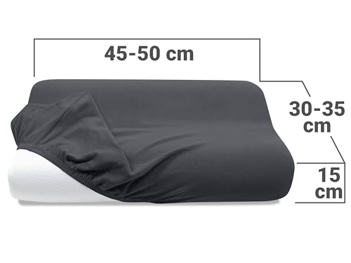 Emily´s Check 2er Pack Spannbezug für Nackenkissen Gesundheitskissen 1596.2323, 30-35 x 45-50 cm, anthrazit