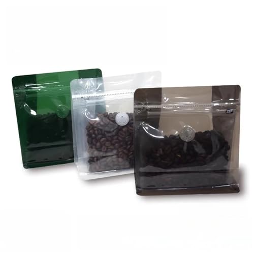 Bolsas de café con válvula reutilizables transparentes de 19x20x8cm para frutos secos 6