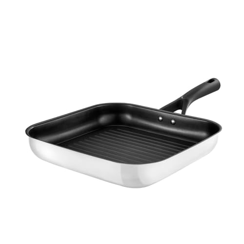 Pyrex Expert Grill de 28 cm, Acero Inoxidable, Negro y Gris