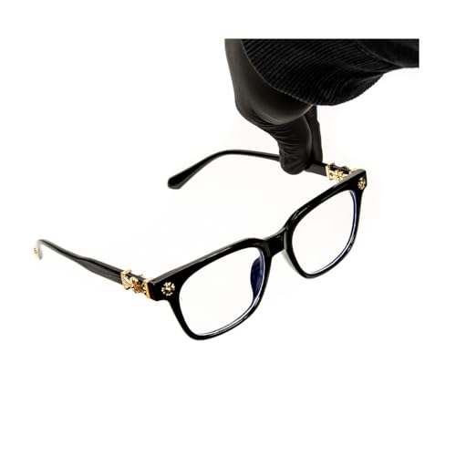 Street Knitted Classic Black Square Frame Gold Plated Cross Shades for Men Women Retro Rectangle Trendy Unisex Hip Hop Designer Glasses Clear Lens Fashion Eyeglasses