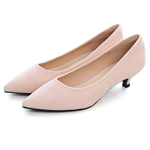 Women's Classic Pointed Toe Kitten Low Heels Wedding Office Dress Pumps Festive Shoes for Women Dressy Casual