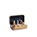 Mini Weihnachten Krippe Set In Einer Metalldose, Handcrafted Pocket Nativity Scene Gift Tin, Tragbar Taschengröße Krippenszene Figuren Dekoration, 3D Harz Mini Familie Jesus Figuren Ornamente (B#)