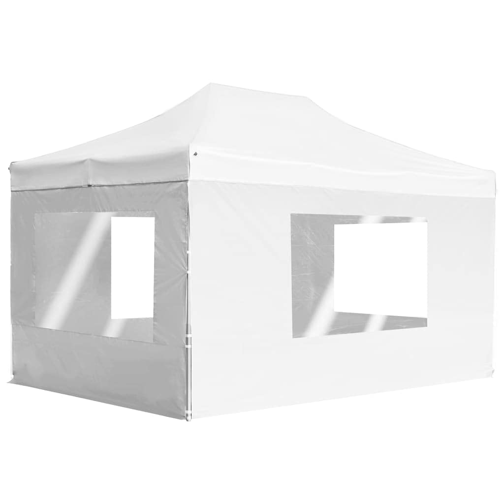 vidaXL Profi Partyzelt Faltbar mit Wänden Faltpavillion Gartenzelt Festzelt Pavillon Gartenpavillion Bierzelt Zelt Faltzelt Garten Aluminium 4,5x3m Weiß