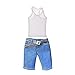 SM SunniMix Set di Abbigliamento Sportivo da Uomo 1: 6 - Gilet + Pantaloncini di Jeans, Pantaloni E Cintura - Bianca; Blu, 12in.
