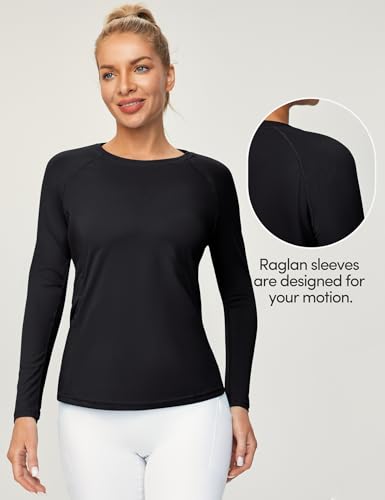 Heathyoga Rash Guard for Women UPF 50+ SPF UV Protection Shirts for Women Long Sleeve Swim Shirts for Woman Sun Shirt Black - Thumbnail 4