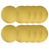 4 Pack Cake Boards Golden Round Cake Circles 10 Inch Withhandle Cake Base Cardboard,All The Same Size Set for Round Corrugated Baking Cake, Gold