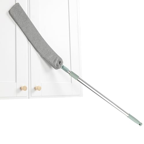 Fetather - Plumero largo de microfibra, lavable, herramienta de limpieza de fondo delicada, cepillo de mano para limpieza, telarañas, ventiladores, luces, persianas