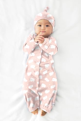 Image of Babysoy Unisex Baby Long Sleeve Gown Sleep Sack, Ultra Soft Nightgown, Newborn Reversible Mittens