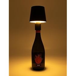 Lampara De Mesa Con Botellas De Plastico Lámpara de botella con batería táctil, 60 ledes, 14 x 10 cm, color negro, luz blanca cálida y fría para colocar en botellas, lámpara decorativa de mesa regulable, recargable, para interiores