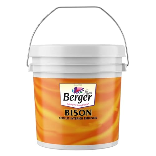 Image of BERGER Bison Interior Emulsion Paint for Walls and Ceilings with Anti-Fading Properties Acrylic Based Washable & Durable Rich Smooth Matt Finish (10Ltr, White)