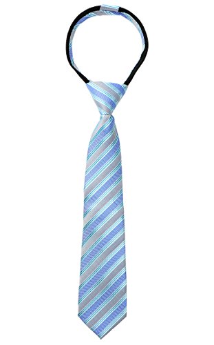 Spring Notion Boys' Pre-tied Woven Zipper Tie Large Light Blue Stripes
