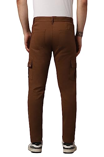 Image of Hubberholme Men's Regular Fit Cotton Trousers with Patch Pockets, Ankle Length Button Closure Cargo Chinos