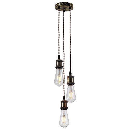 PIANUO Bronze Lampe Suspension Vintage Design Lampe Araignée 3 Luminaires E27 DIY pour Maison Bar Restaurants Café Club Cover