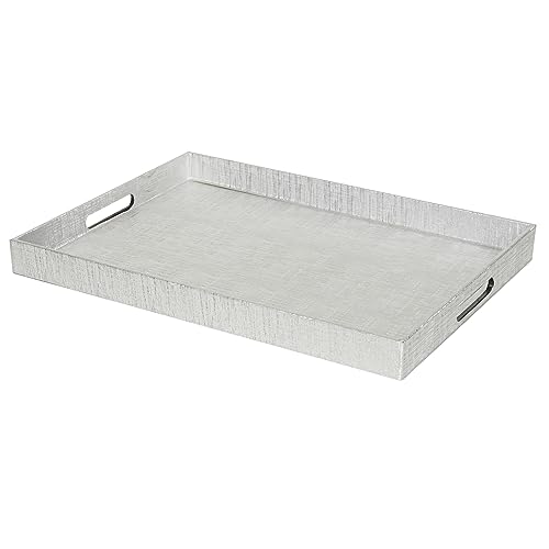 Home Basics Elegant Serving Tray with Handles (Silver), 13.75
