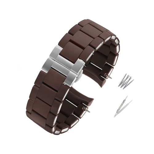 Bande de montre en acier vêtu en caoutchouc blanc AR5890 bracelet 20 23mm