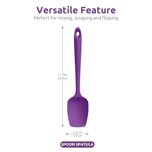Image of U-Taste Silicone Spoon Spatula Set of 3, 600F High Heat Resistant, Purple