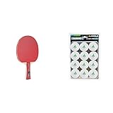 JOOLA Tischtennisschläger ROSSKOPF Attack Tischtennis-Schläger ITTF Zulassung für Fortgeschrittene Spieler-5fach, 1,8 MM Schwamm & Tischtennis-Bälle Training 40mm, Weiß, 12er Blister Pack