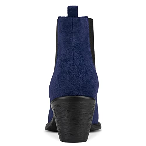Aachcol Women Ankle Boots Short Bootie Western Cowboy Cowgirl Close Square Toe Chunky Block Mid Heel Dress Shoes Suede 2.5 Inch3